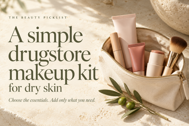 A simple drugstore makeup kit for dry skin